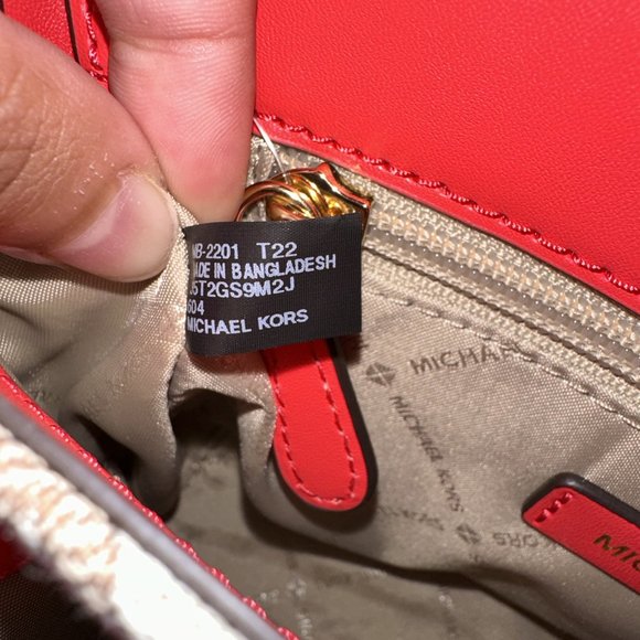 Michael Kors Sloan Editor Medium Logo Jacquard Messenger Bag Grapefruit Multi - Picture 8 of 9